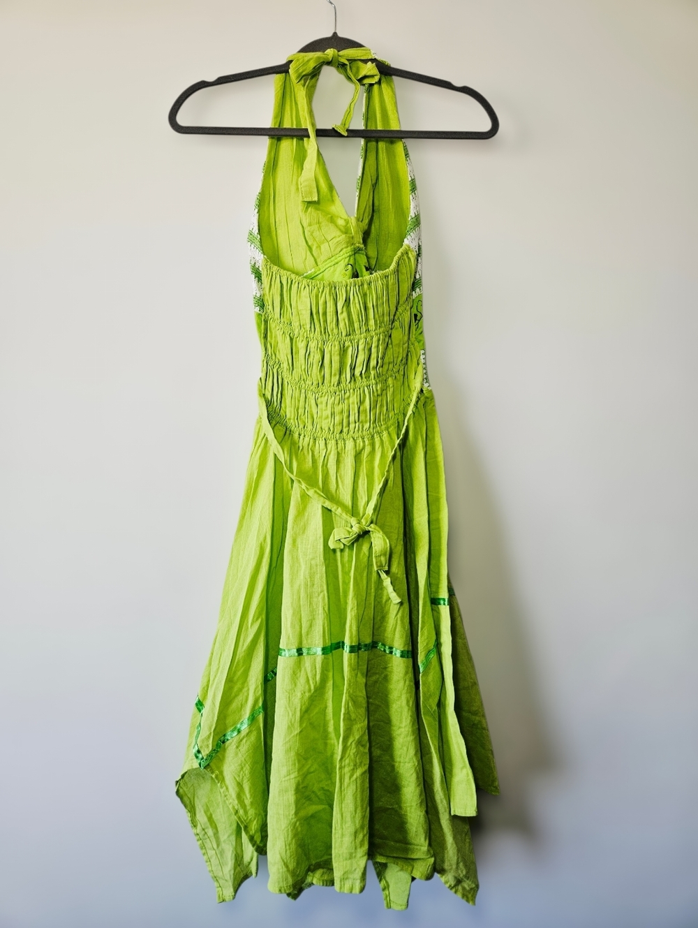 Fairycore Boho Hankerchief Dress Size S Floral Green Garden Fairy Whimsical - Picture 3 of 4